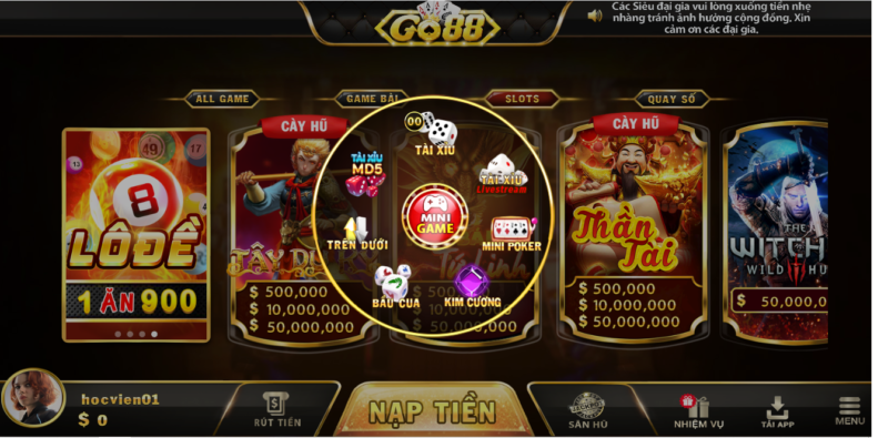 Một số mini game go88 phổ biến