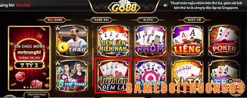 hệ thống game bài trên Go88