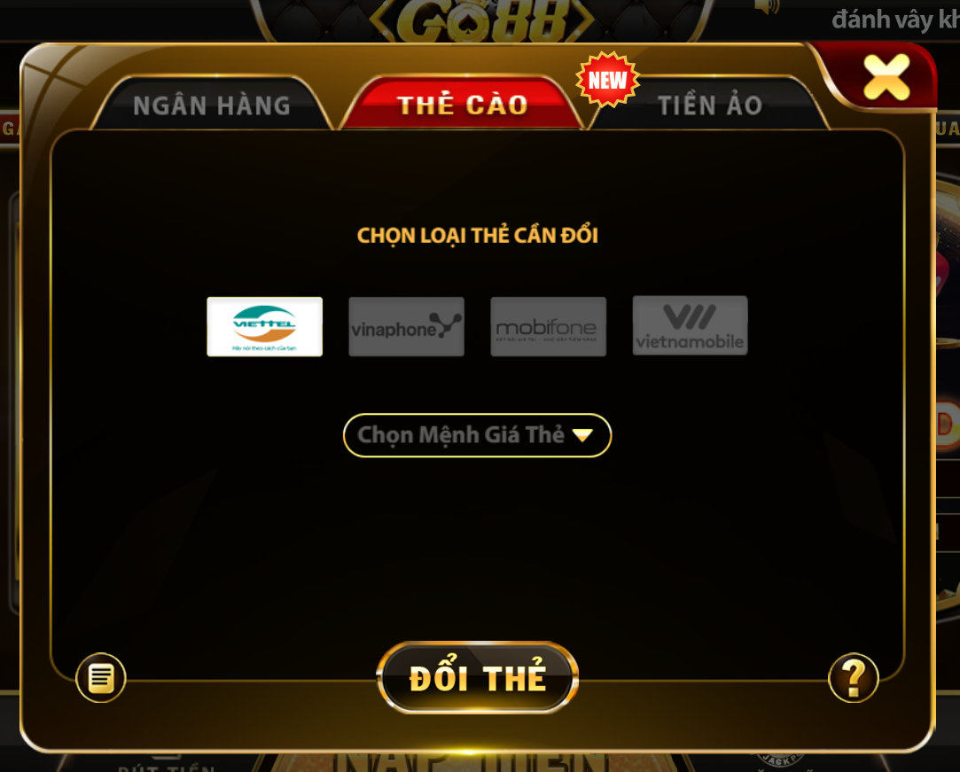 Nạp rút đơn gián và nhanh chóng Go88