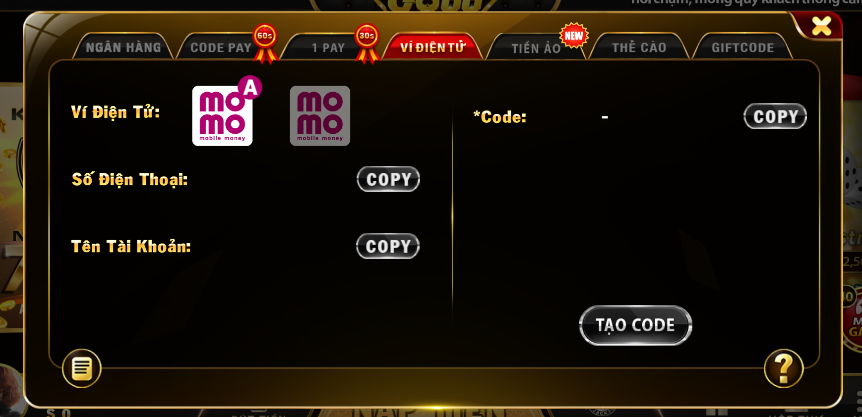 Nạp rút đơn gián và nhanh chóng Go 88