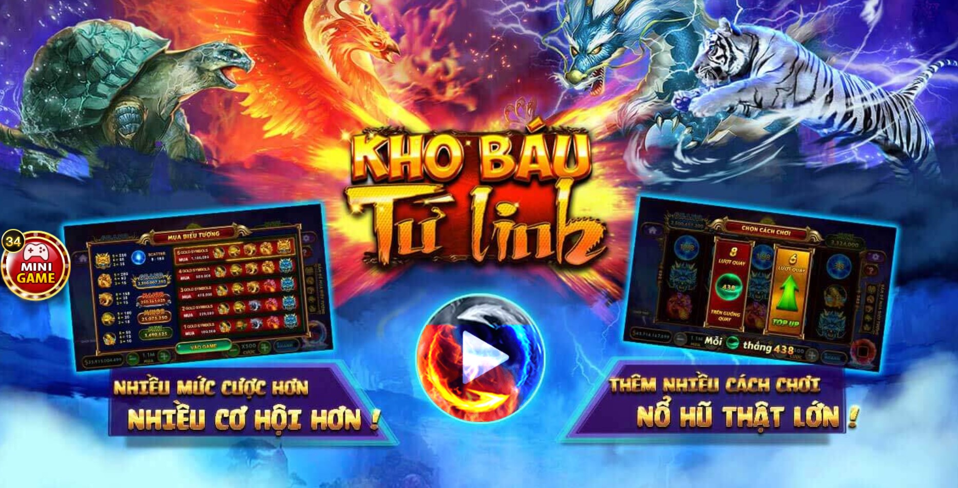 Luật chơi chi tiết của Kho báu tứ linh tại Go88 apk