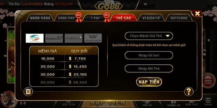 nạp tiền Go88 club
