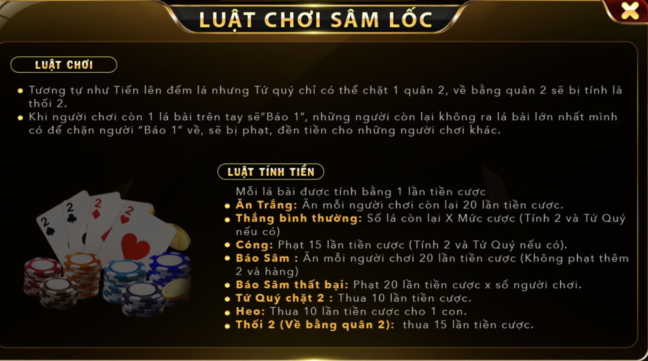 Luật chơi game bài Sâm lốc tại cổng game go88