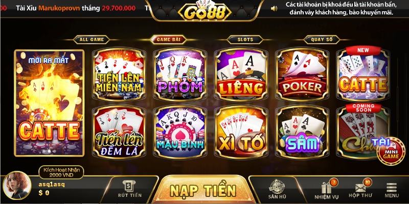 game bài cá cược tại Go88 club