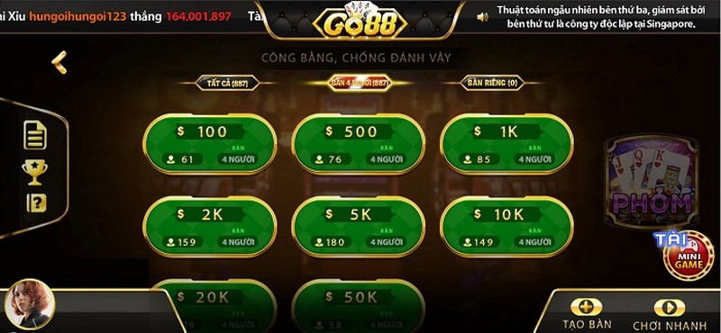 game bài phỏm hấp dẫn tại go88