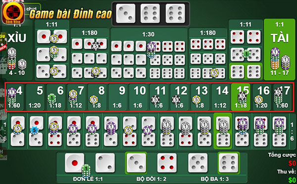 Giao diện chơi Tài xỉu Sảnh rồng trên Go88