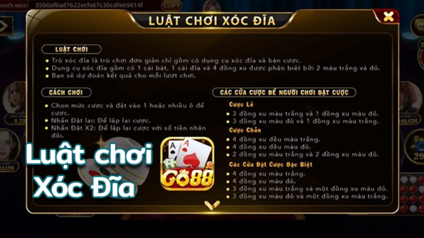 Quy luật chơi xóc đĩa online tại GO88 club