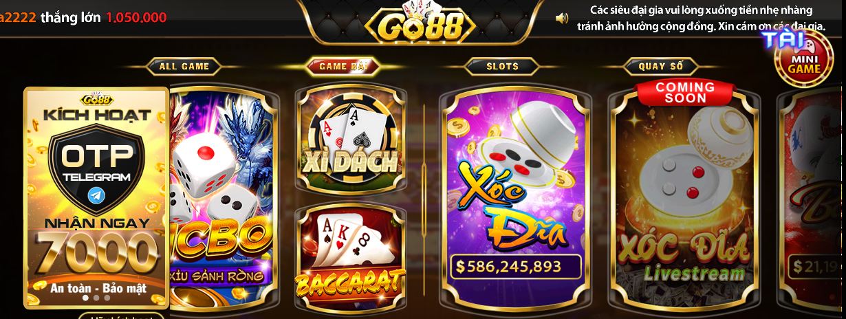 Hệ thống game bài phong phú tại Go 88