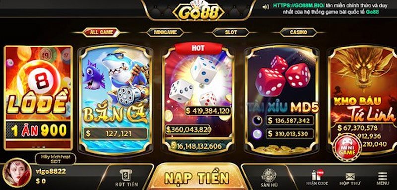 cá cược game Tài xỉu từ Go88 live