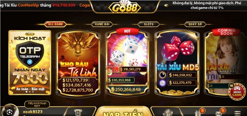 cá cược game Tài xỉu cùng Go88
