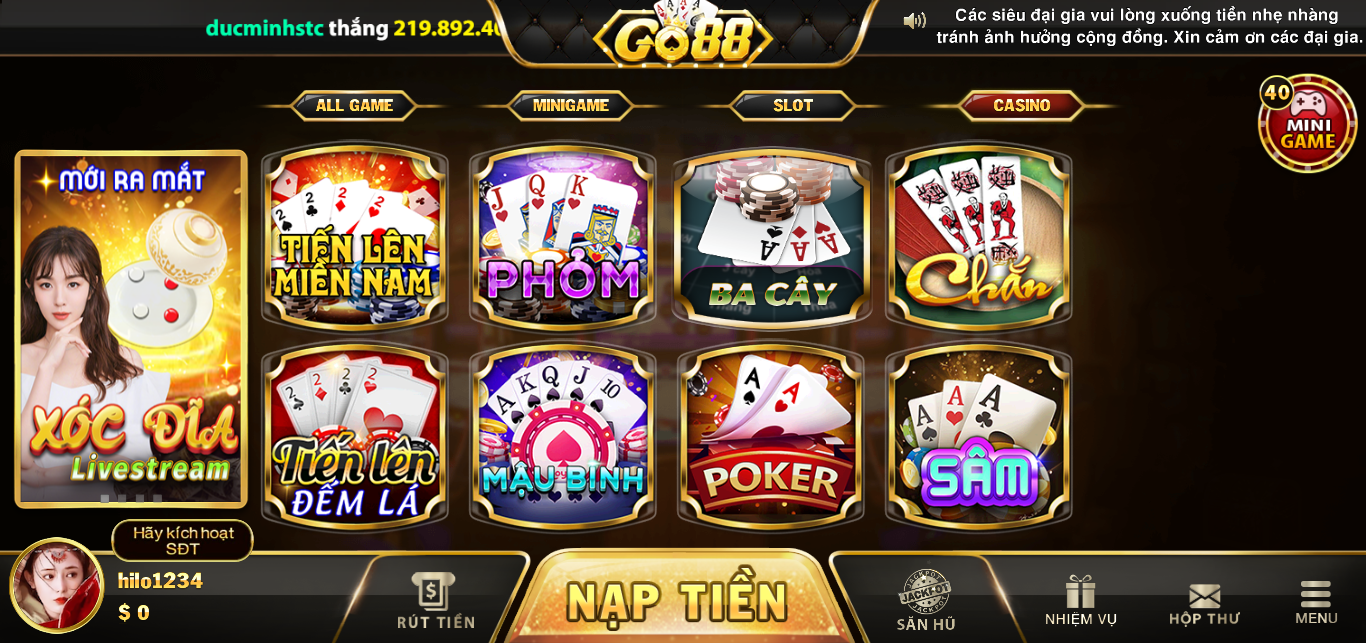 Một số cách chơi tâm lý trong các game bài tại Go88