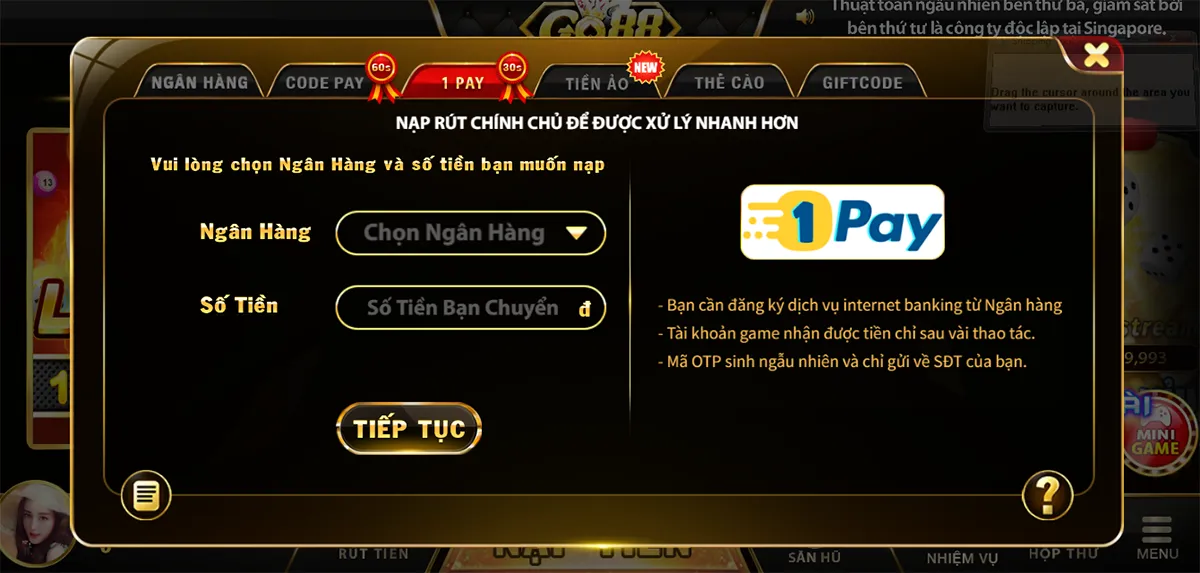 Chi tiết cách nạp tiền dễ dàng bằng hình thức 1 Pay dành cho game thủ